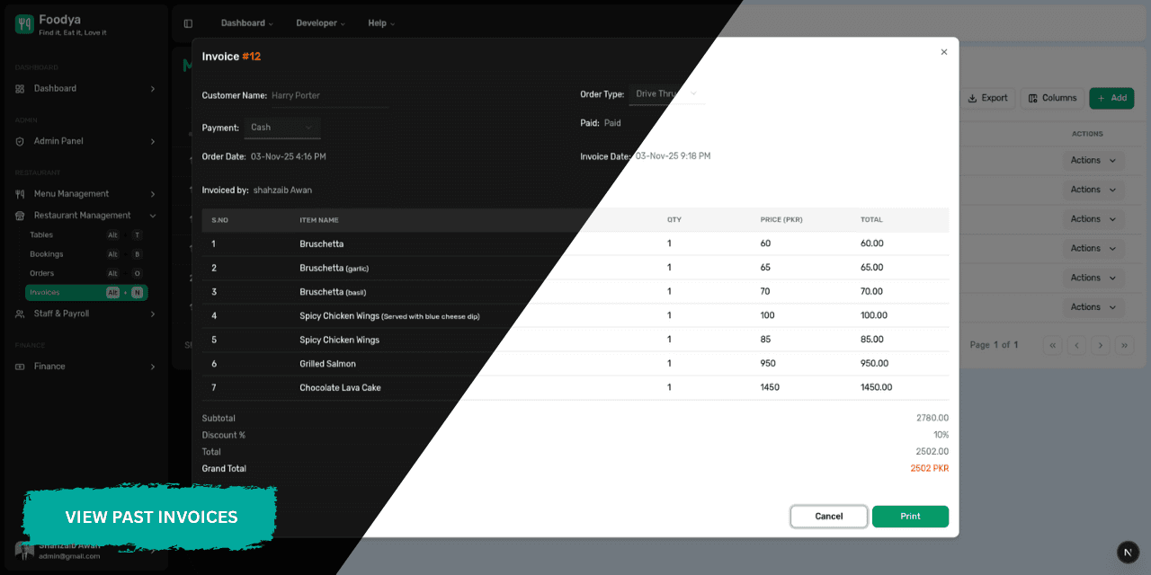 Visual representation for tip: Preview invoices in both light and dark modes seamlessly.
