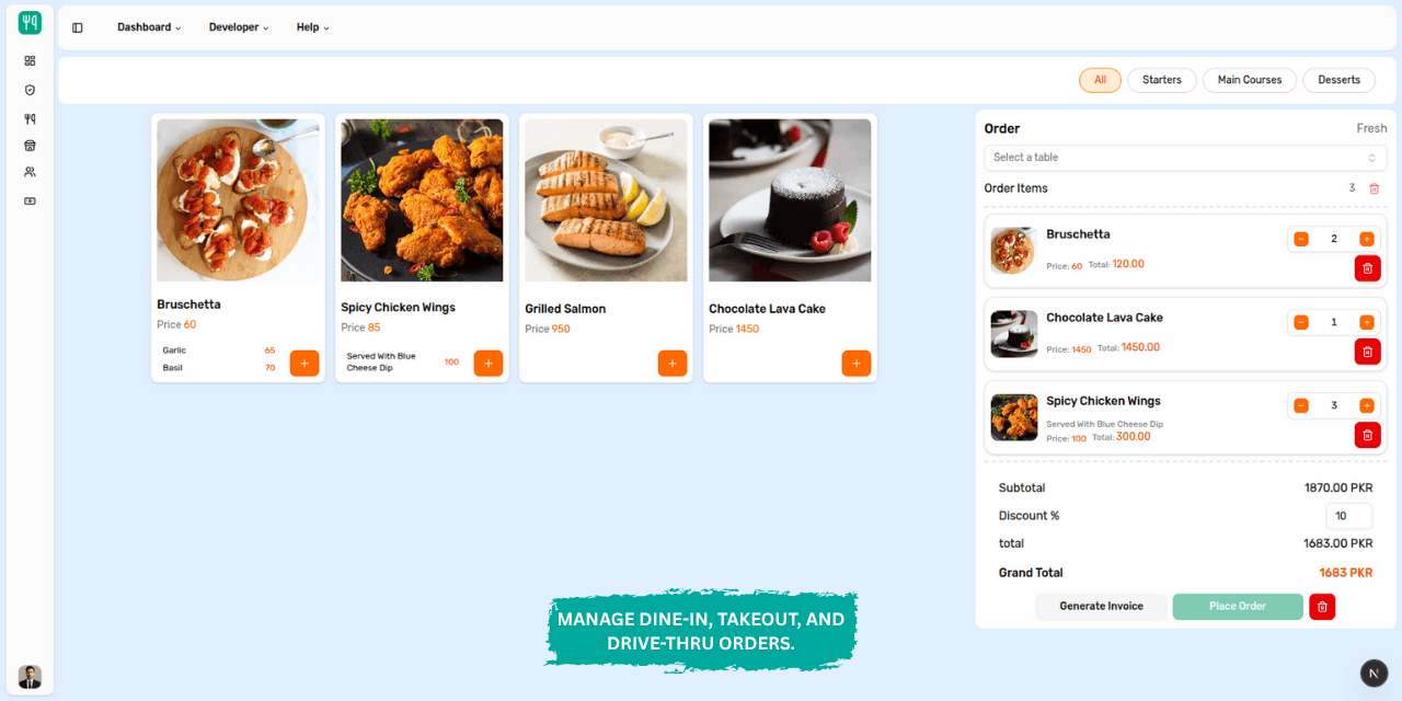 Visual representation for tip: Manage Orders